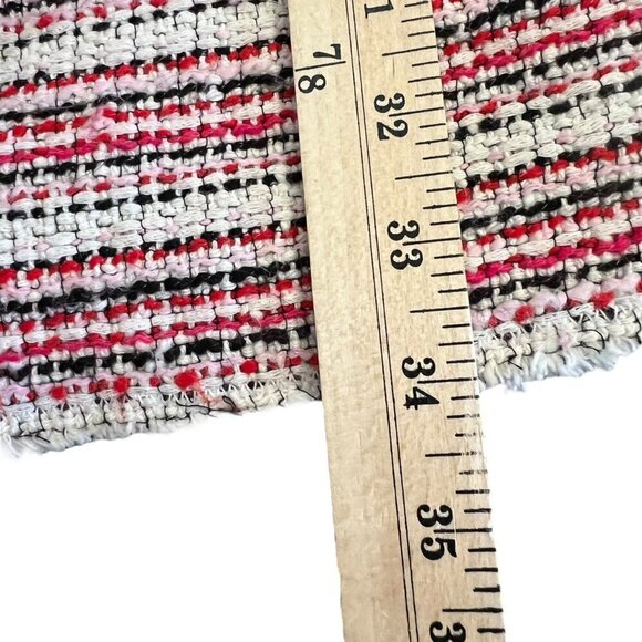 Rebecca Taylor Red & Cream Tweed Pleated Fit & Flair Raw Edge Dress Size 8 - Picture 10 of 13